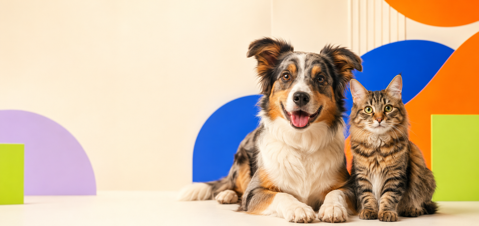 Perro y gato felices